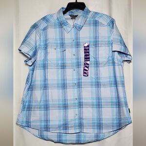 Blue Plaid Button-Up Shirt